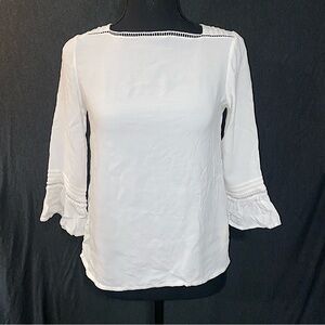 WHITE  MASSIMO DUTTI BELL SLEEVE TOP
